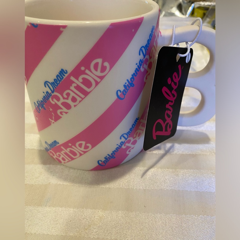 Barbie California Dream Pink & White Ceramic Mug NWT Collectible